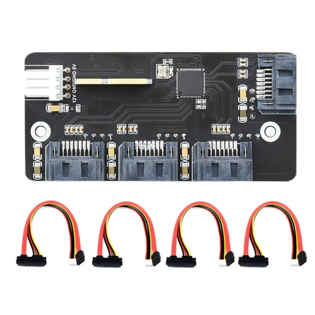 

Плата расширения Waveshare PCI-E на четырехстороннюю, SATA3.0, 6 Гбит/с, высокоскоростная Плата расширения интерфейса SATA, поддерживает CM4 с кабелем SATA