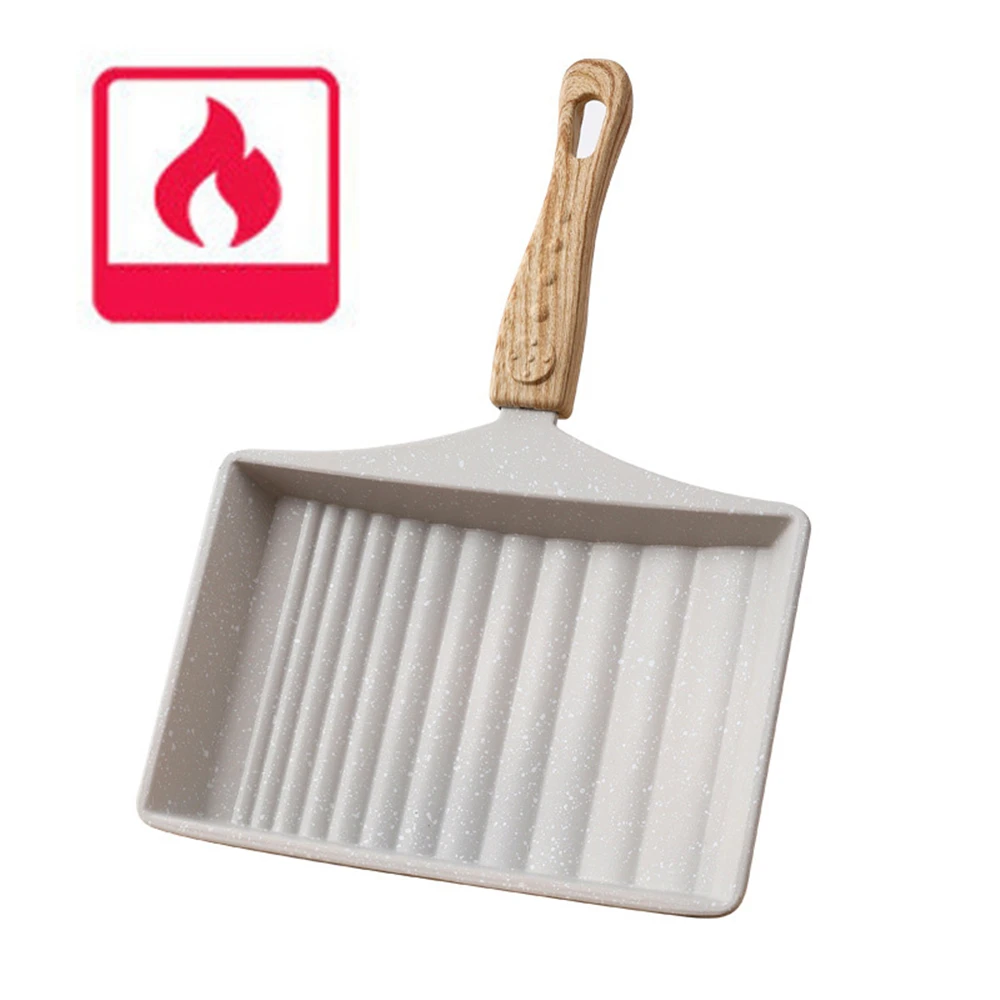 

13.5*22.5cm Nonstick Egg Steak Frying Pan For Gas Stove Thickened Omelet Pot Ham Pancake Wooden Handle Kitchen Breakfast Cooking