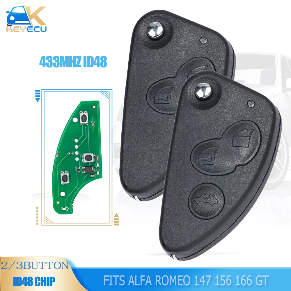 KEYECU 433 МГц ID48 чип дистанционный Автомобильный ключ Combo Flip Fob 2B/ 3 Кнопка с Uncut SIP22