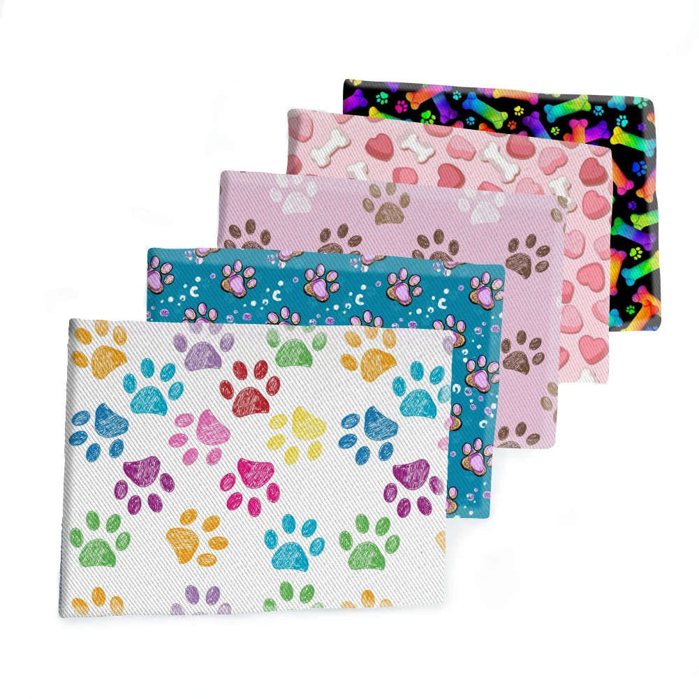 

50X145cm Polyester Dog Paw & Bone Printed Twill Fabric Patchwork Sewing Accessories Home Decor Shirt