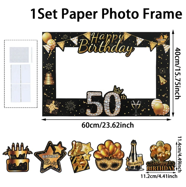 

Реквизиты для фотобудки FENGRISE, черные золотые