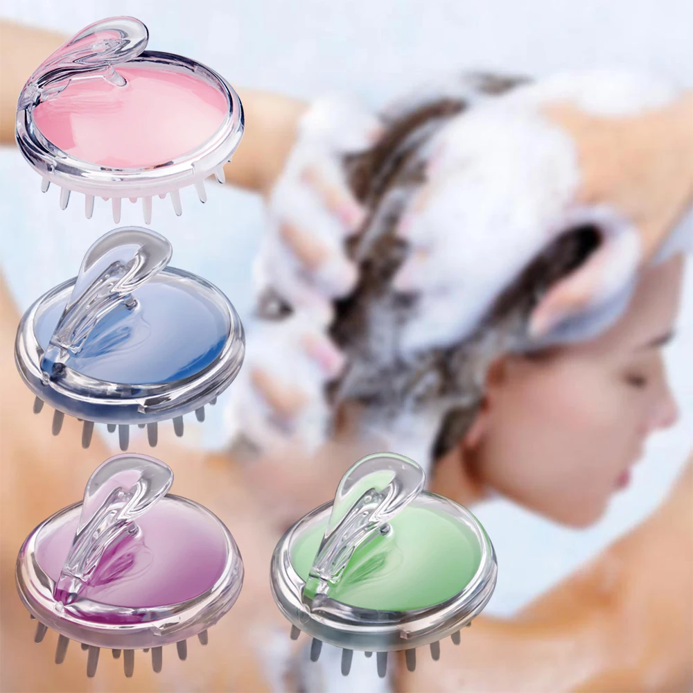 

Relieve Fatigue Handheld Silicone Scalp Shampoo Massage Brush Washing Shower Hair Comb Small Head Meridian SPA Body Massage Comb