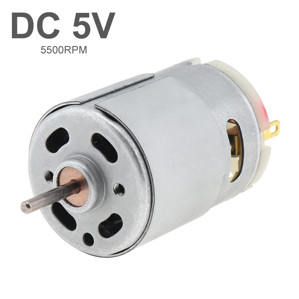 

RS380 DC Motor 5V 5500RPM 380 Micro Motor with Shield Ring for DIY Toys Hair Drier Mini Fan Small Appliance Brush Motor