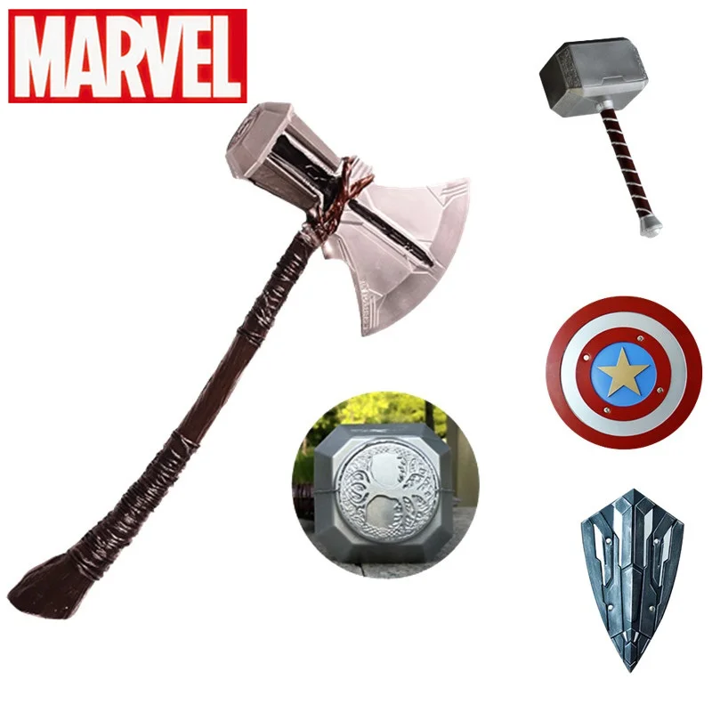 

Marvel Anime Figure Hatchet Hammer Axe Captain America Shield Cosplay Thor Hammer Weapons Model Kid Gift Movie Role Playing Toys