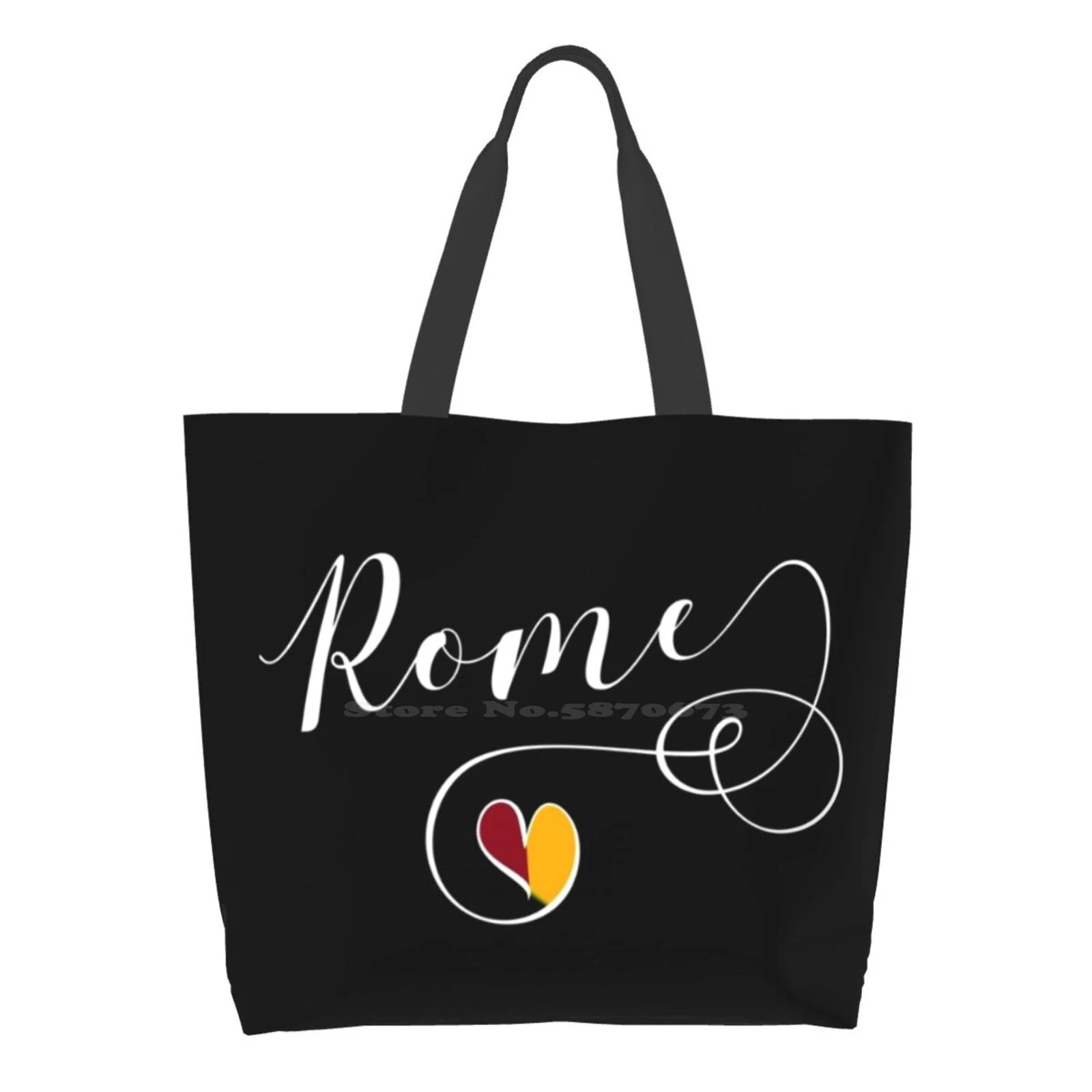 

Rome Heart Flag Roma I Love Rome Large Size Reusable Foldable Shopping Bag Italy Italian Roman Romano Lazio Flag River Tiber