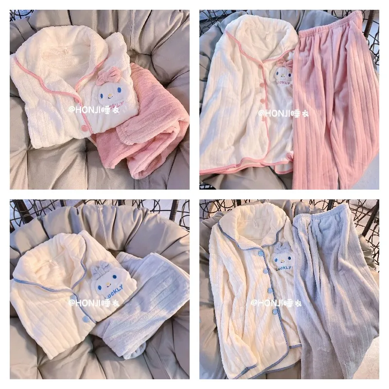 

Sanrios Cinnamoroll аниме милая мультяшная плюшевая Пижама Милая осень и зима плюс бархатная мягкая и удобная теплая домашняя одежда