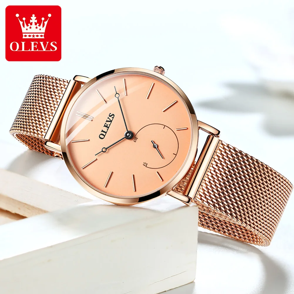OLEVS 5190 Waterproof Stainless Steel Strap Women Wristwatch Super-thin Trendy Luxury Quartz Fashion Watch for Women enlarge