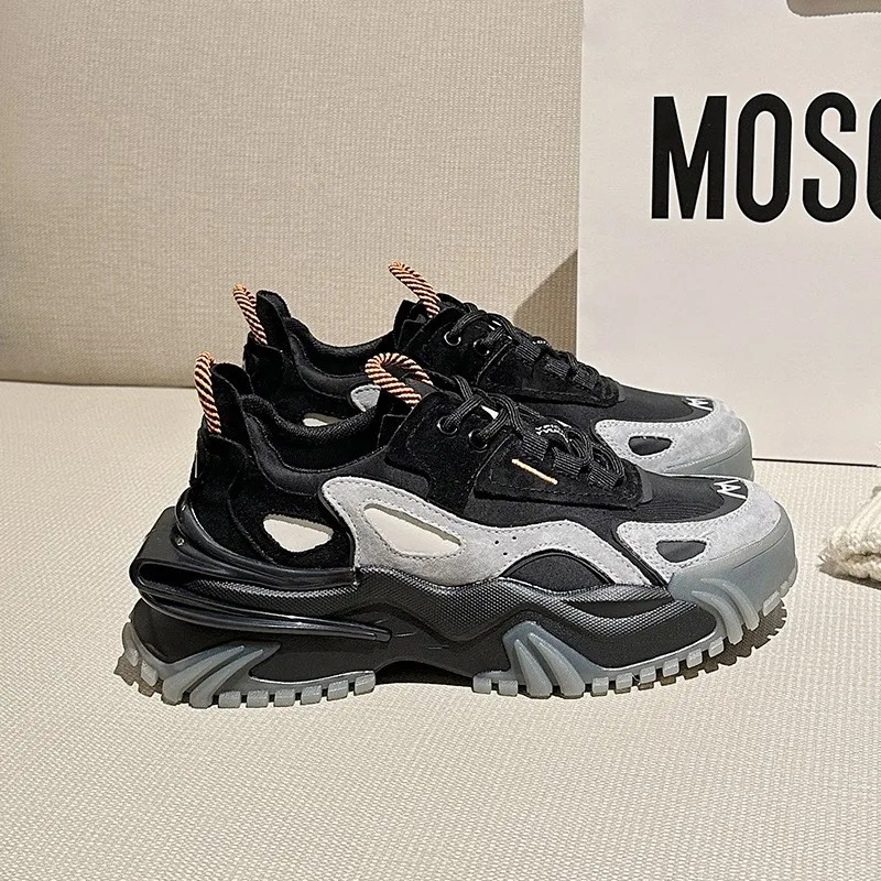 Mr Co Vintage Casual Dad Shoes Chunky Women Flat Platform Shoes Spring/Autumn Fashion Lace-up Thick Bottom Casual Sneakers Ins