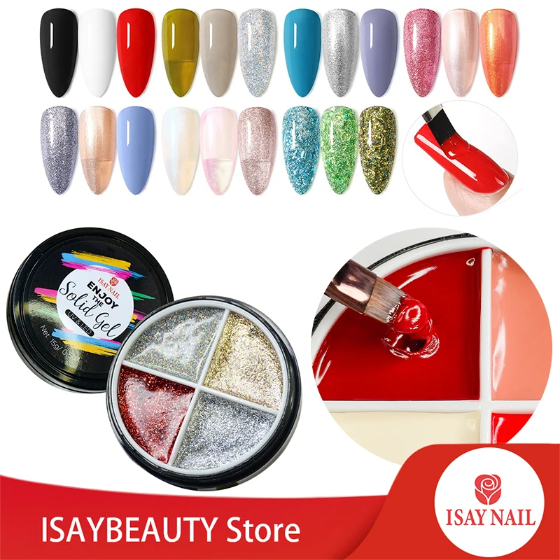 

Isaynail 4 Colors Solid Nail Gel Canned Cream Glue Pink Nude Nail Gel Long Lasting Color Nail Varnish Solid UV Gel