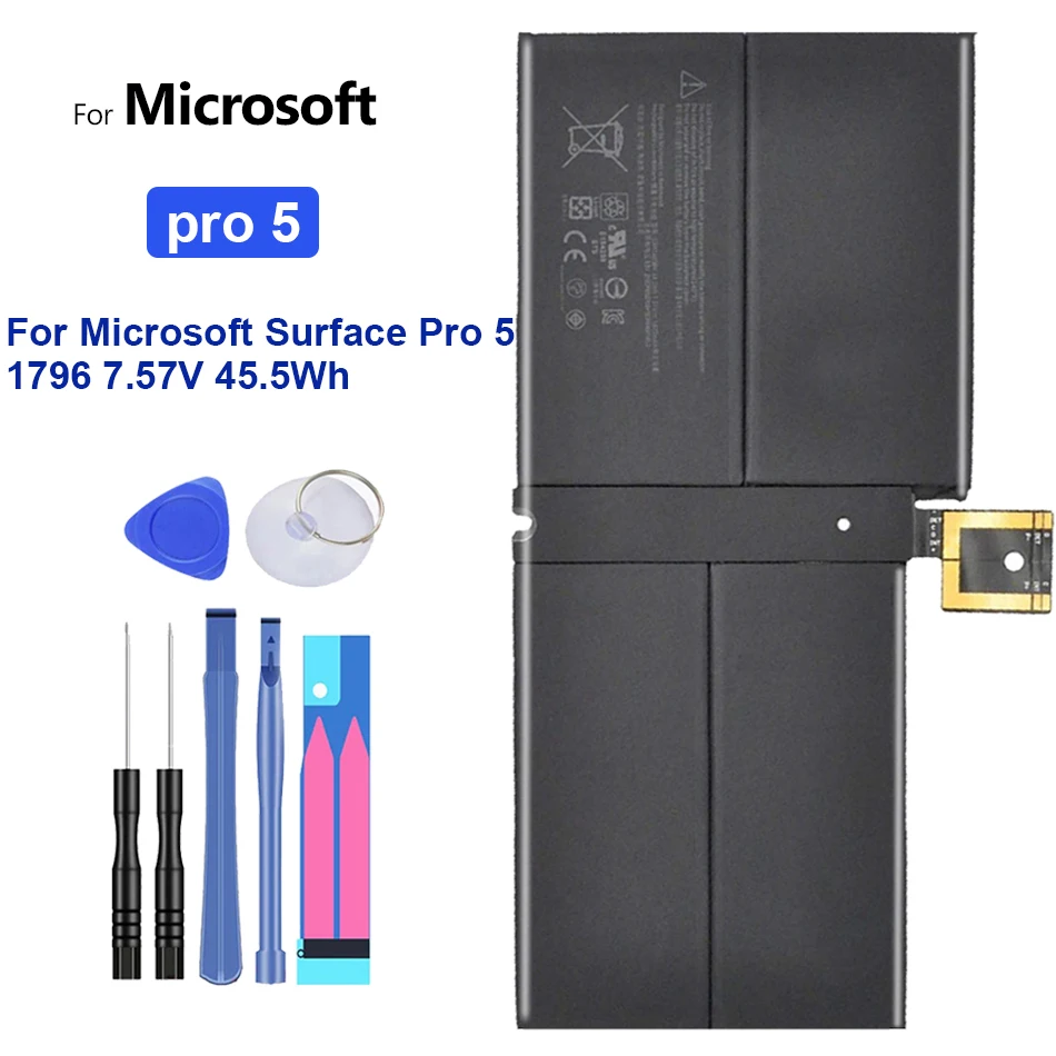 

Аккумулятор 5940 мАч для Microsoft Surface Pro 5 Pro5, 1796 в, 7,57 Вт-ч