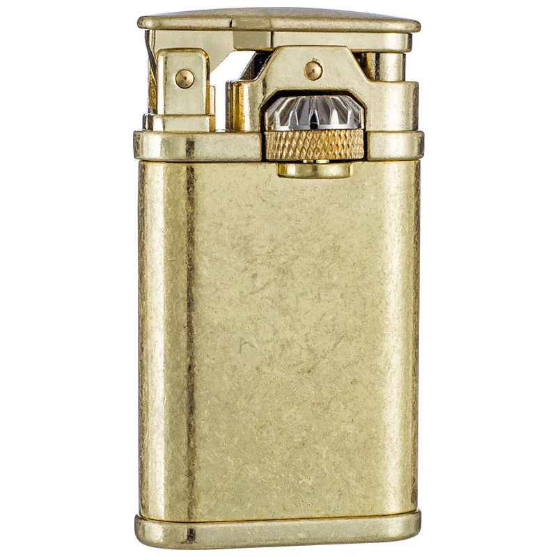 

Pure Copper Light and Thin Creative Retro Grinding Wheel Kerosene Windproof Lighter High-end Gifts Flip Cover Has Better Sealing