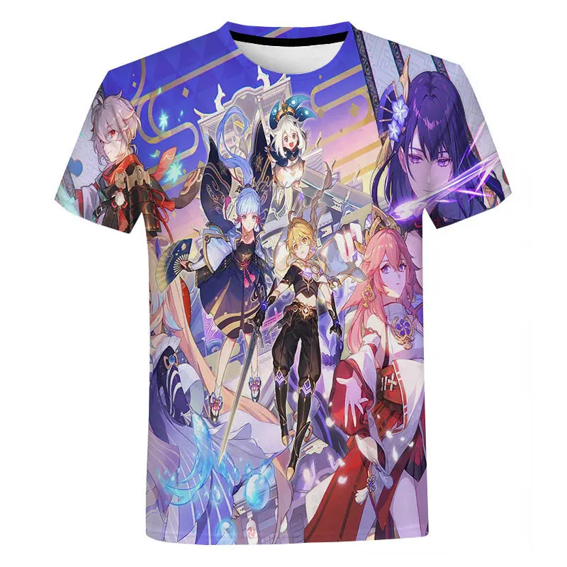 

New Genshin Impact T-Shirts Creative Unisex Fashion T Shirts Men Women Oversize O-neck Tops Short Sleeve