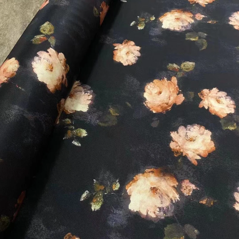 

Design Printed Silk Stretch Twill Fabric for Sew Fashion Flat Shoulder Mulberry Silk Clothing Dress Cloth Custom Material New