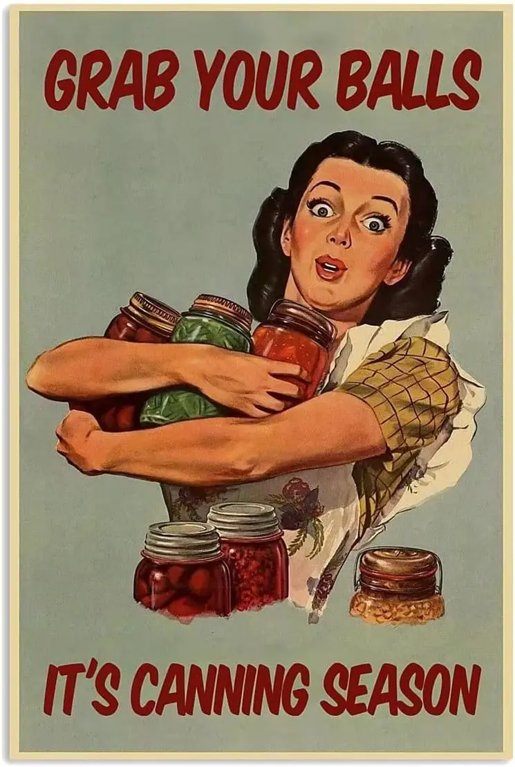 JUFOTK Grb Your Blls t's Cnnng Seson Metl Sgn Ktchen Wll rt Декор Womn Holdng Cn Tn Плакаты Домашняя комната Урок