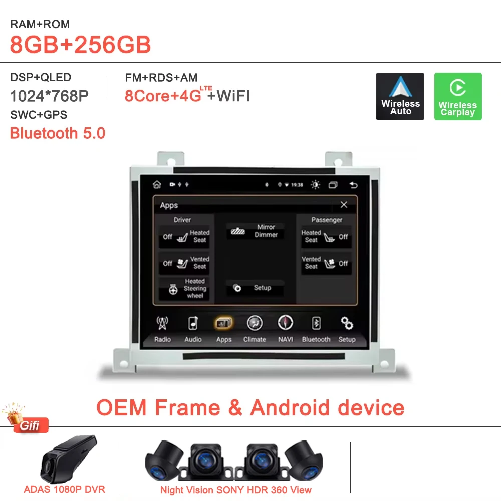 

8,4-дюймовый Android 15 для Dodge Charger Challenger 2015-2019, автомобильный радиоплеер, мультимедийное GPS-радио, замена беспроводного Carplay