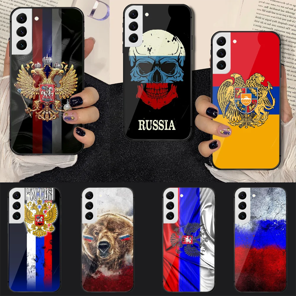 

Russia Russian Flag Emblem Tempered Glass Phone Case Cover For Samsung Galaxy A S 9 12 13 20 21 22 32 33 Fe 5G Plus Ultra