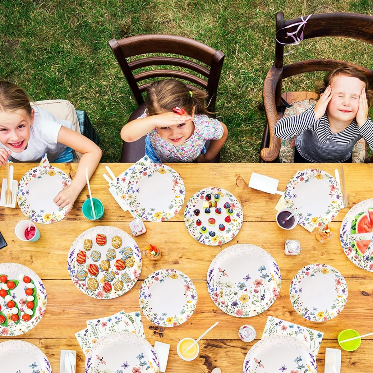 Одноразовые столовые приборы в виде диких цветов тарелки чашки украшения для дня
