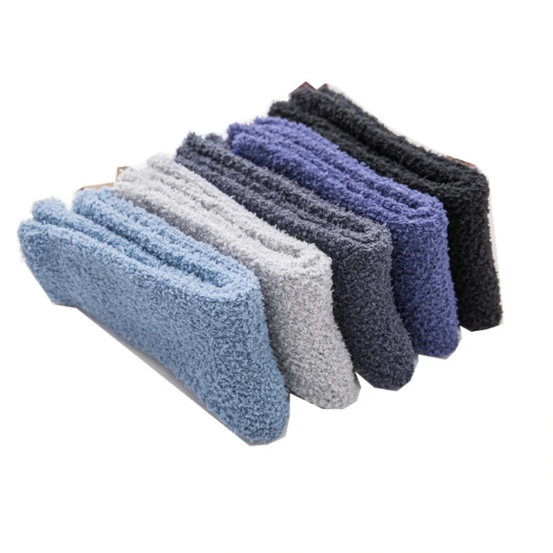 Mens Winter Warm Thick Fuzzy Slipper Socks Simple Solid Color Coral Velvet Fluffy Plush Cozy Soft Floor Christmas Sleeping Gifts images - 6