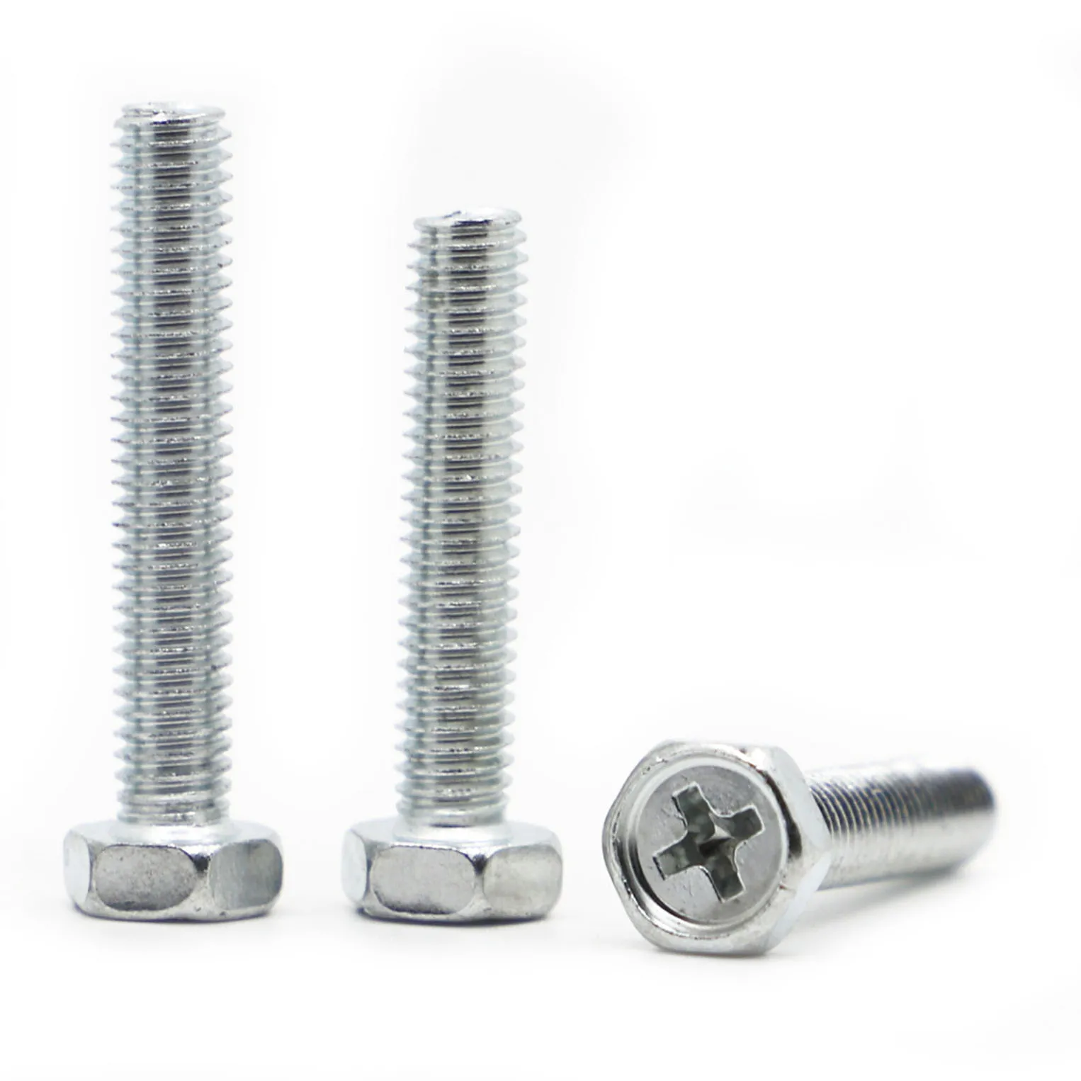 

10/20pcs M4 M5 M6 Galvanized Steel Cross Phillips External Hex Hexagon Head Screw Bolt