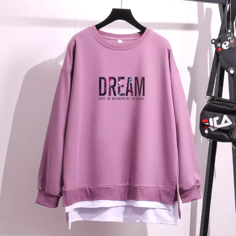 

y2k hoodies sudaderas sweatshirts Women Women Hoodies O-Neck Patchwork Sweatshirt Tracksuit Spring And Autumn Casual Plus Size