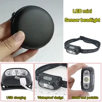 mini led headlampwith usb rechargeable headlight body motion sensor headlight torch flashlight camping lamp