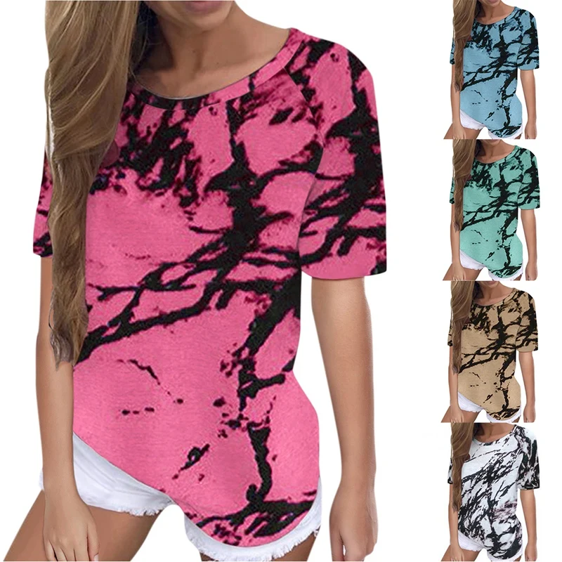 

Women's Fashion Casual Loose Tie Dye Printed Short Sleeve T-Shirt Top