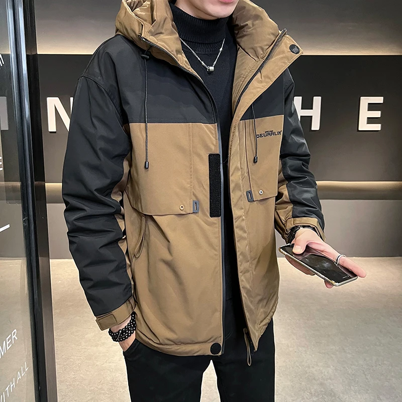 2023 Men's Down Jacket Duck Winter Warm Hooded Puffer Jacket Men Vintage Clothes Padded Spring Bomber Male Parka Coat