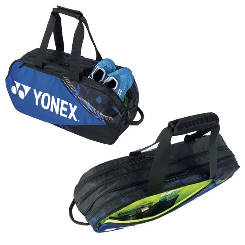Tour Edition YONEX Badminton Racket Bag Large Collection Tournament Bag Shoe Storage Pocket Holds 2 Tennis Racquets Fine Blue