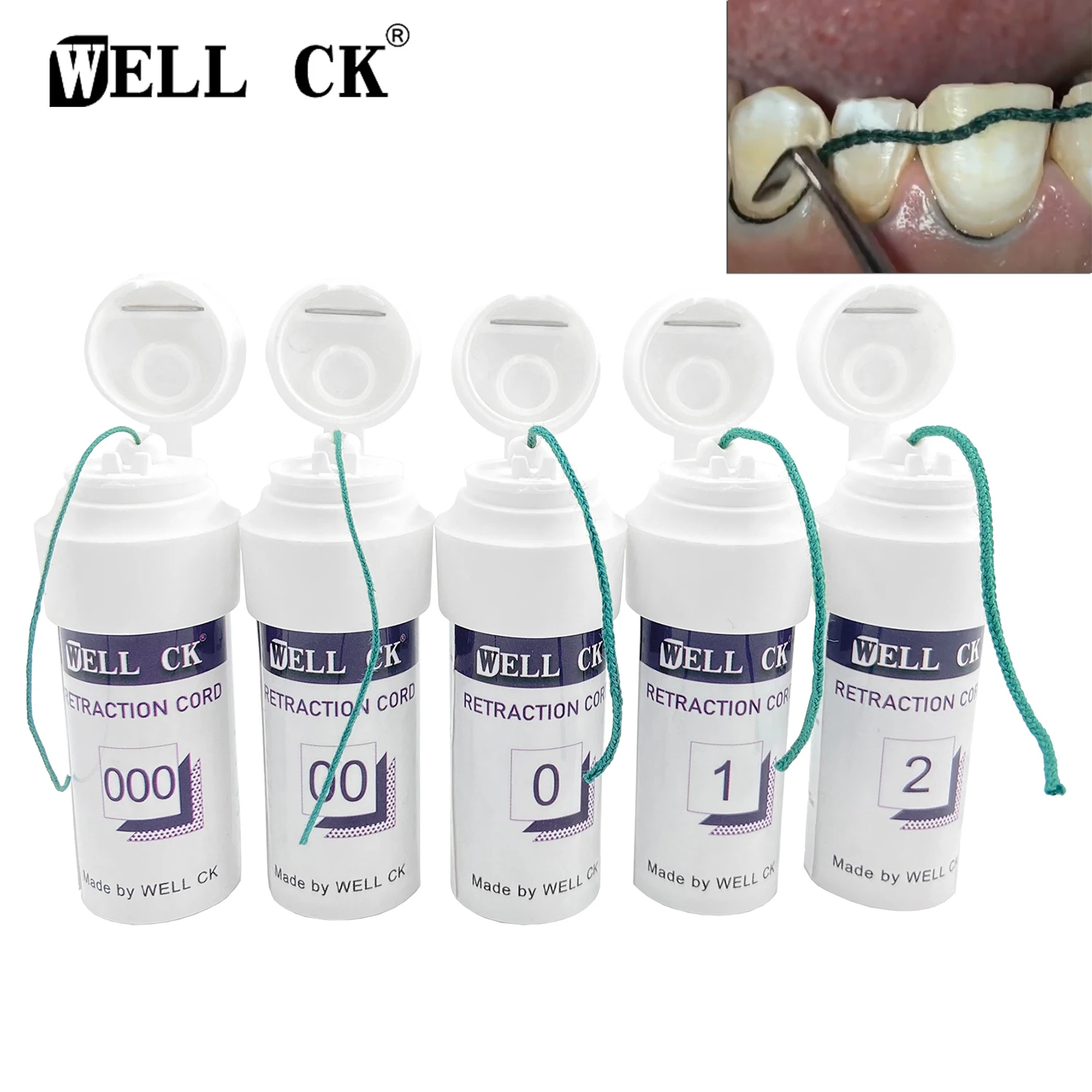 1 Bottle WELLCK Dental Thread Disposable Gingival Retraction Cord Knitted Cotton Gum Line Dentist Material 5 Sizes 0 00 000 1 2