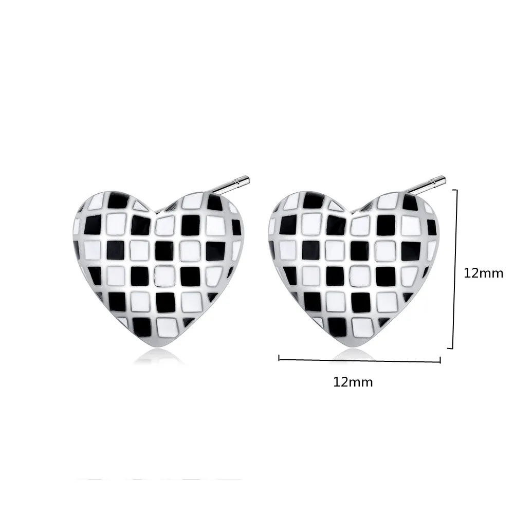 

Женские серьги из серебра 925 пробы, элегантные черно-белые серьги-разделители с милым сердцем, модные ювелирные украшения для женщин и девуш...
