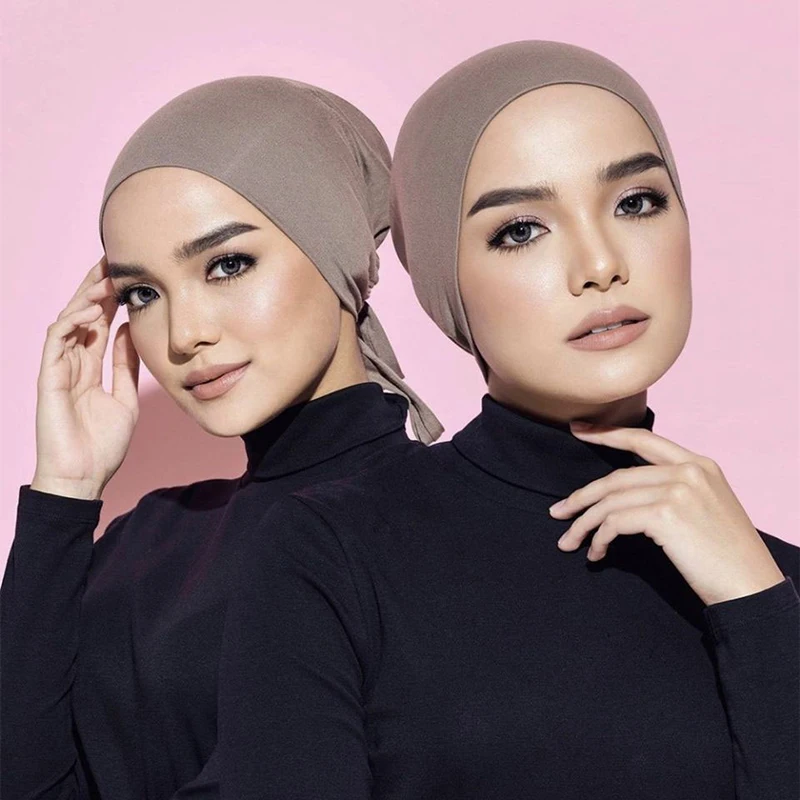

1Pc Soft Modal Muslim Turban Hat Inner Hijab Caps Adjustable Islamic Underscarf Bonnet India Hat Female Headwrap Turban