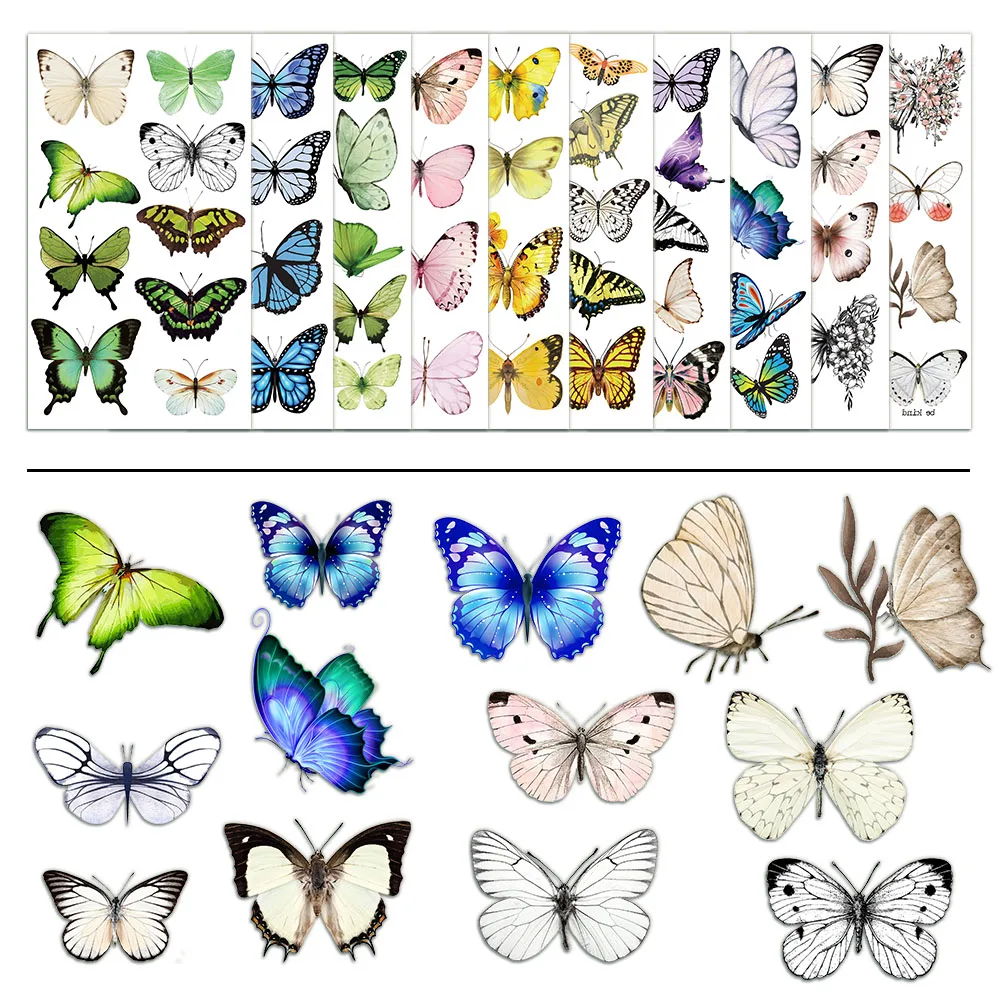 10 шт. наклейки-бабочки для татуировок