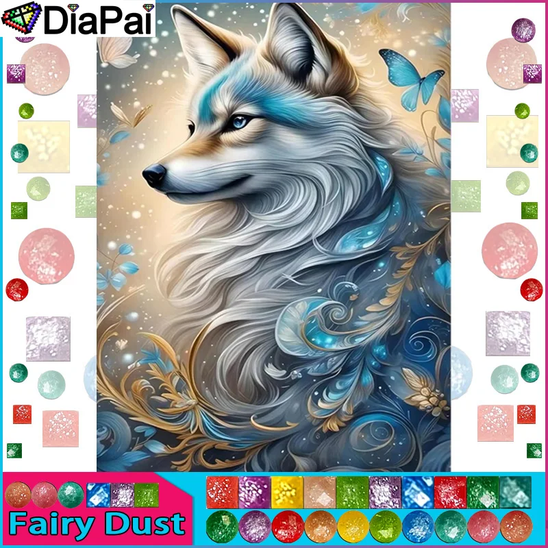 DIAPAI Fairy Dust AB 5d Diamond Painting Full Square/Round &quotWolf Animals&quot Picture Of Rhinestone DIY Embroidery Home