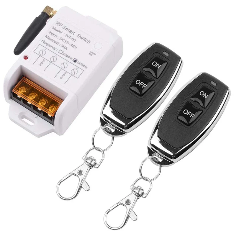 

DC12V-48V 1CH 30A беспроводной дистанционный релейный переключатель для водяного насоса, освещения, систем безопасности гаражных дверей и т. д.