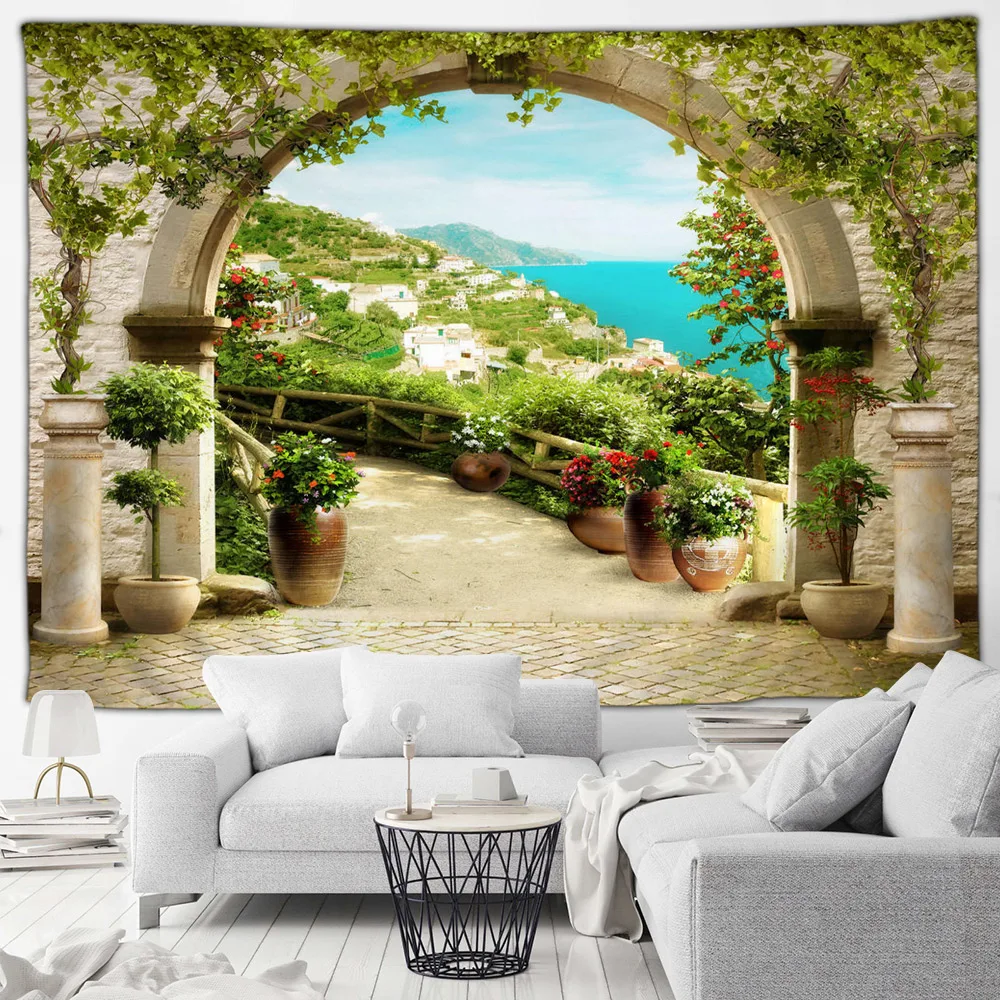 Винтажный кирпичный настенный цветочный гобелен городская уличная лоза