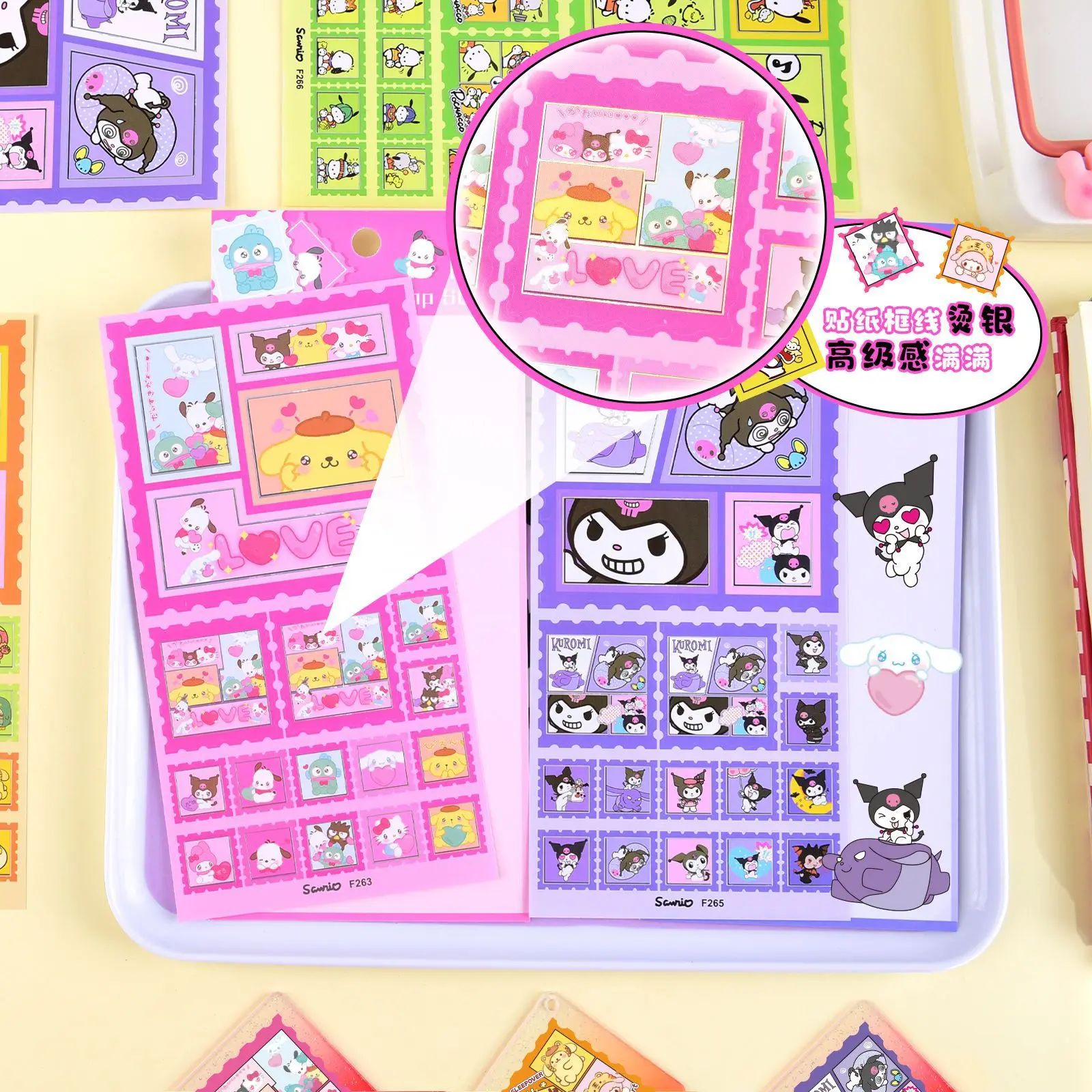 

new kawaii sanrio Anime Stickers DIY travel pack car laptop Ipad book Cute sellos de juguete Kuromi Cinnamoroll Kid Toy Sticker