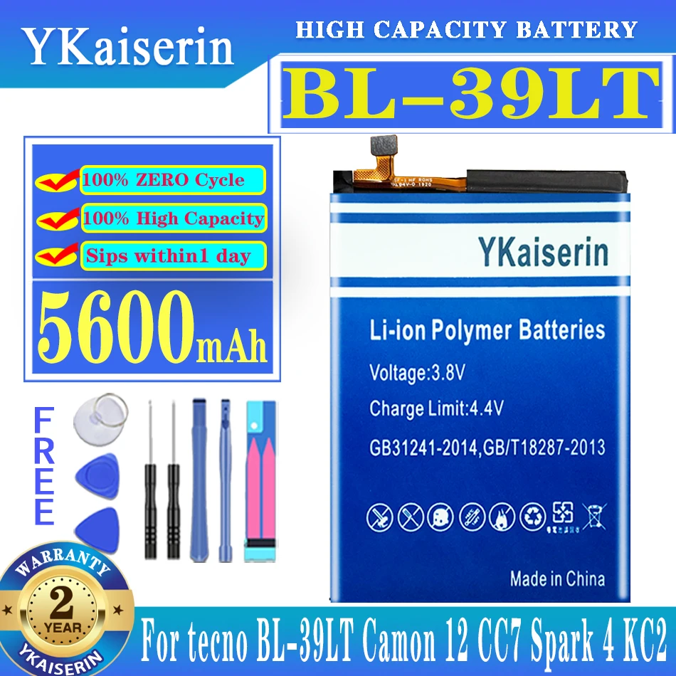 

YKaiserin BL-39LT 5600mAh For Tecno / For Camon 12/KC8/CC7/CC6(For Camon12 Air)/BB4j/ Spark 4 Spark4 BL-39LT