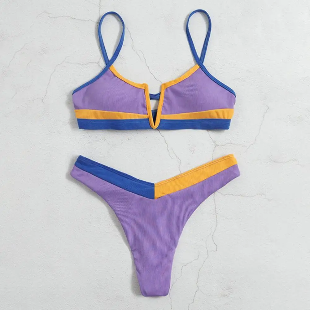 

2 шт./компл. привлекательный купальный костюм с высокой талией без косточек, купальный костюм, стринги с открытой спиной