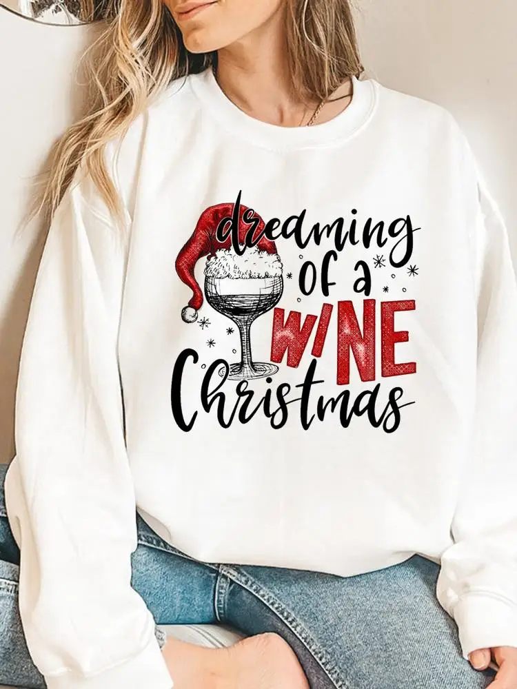 

Винная любовь тренд милый 90-х модный принт Счастливого Рождества Графический Свитшот пуловеры для женщин с новым годом женская одежда