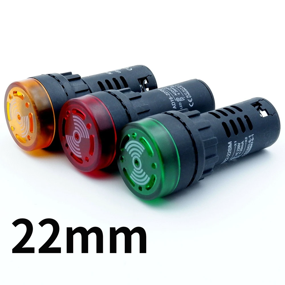Buzzer 22mm Flash Signal Light Red LED Strobe Beep Alarm Indicator Sound 12V 24V 220V Warning Lamp Panel Mount Red Green Yellow