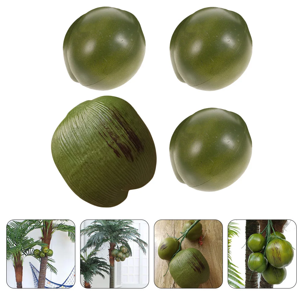

4Pcs Plastic Decorative Artificial Fake Coconuts Fake Fruit for Decorate Friends Display Photography