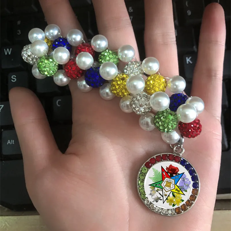 Прямая поставка 1 шт. блестящий жемчужный браслет Восточная звезда масонские