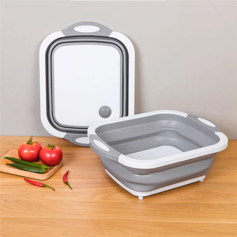 

Folding Cutting Board Multifunctional Collapsible Sink Drain Basket Washable Vegetables Strainer Kitchen Dish Storage Organizer
