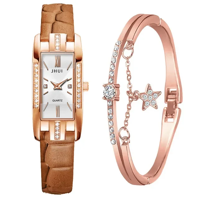 Watches Women Square Rose Gold Wrist Watches Green Leather Fashion Watches Female Ladies Quartz Clock Gifts montre femme