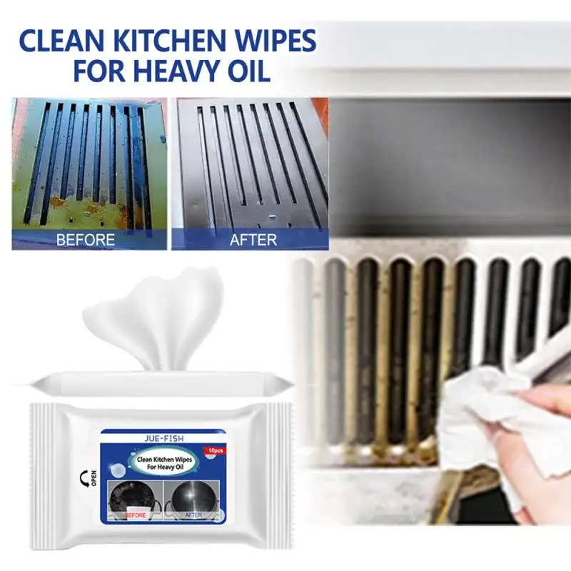 

10pcs/bag Kitchen Decontamination Oil Stains Disposable Cleaning Range Hood Stove Wet Wipes Heavy Oil Cleaning Wipes Towel Tools