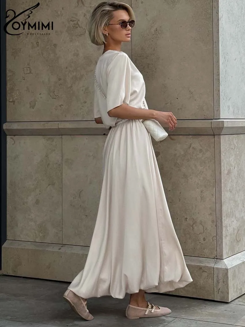 Женский Повседневный костюм Oymimi из 2 предметов элегантный топ с круглым вырезом и