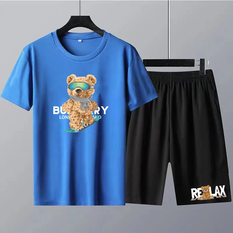 2023 Funny Bear Harajuku T-Shirt Men's Summer T-Shirt Short Sleeve T-Shirt Men's Summer Comfortable Daily Couple Suit Short Slee