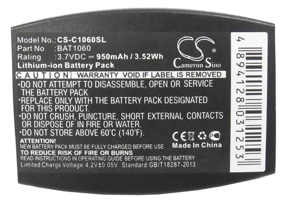 

Cameron Sino 950mA Battery for 3M C1060,C1060 Wireless Intercom,RF1060,T-1,T-1 drive-thru headsets,XT-1 BAT1060,CP-SN3M,XT-1