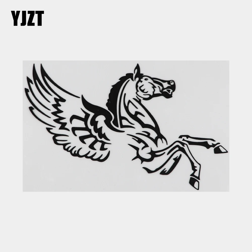 

YJZT индивидуальная Автомобильная наклейка «Лошадь с крыльями мухи», черная/серебряная виниловая наклейка 10C-0172
