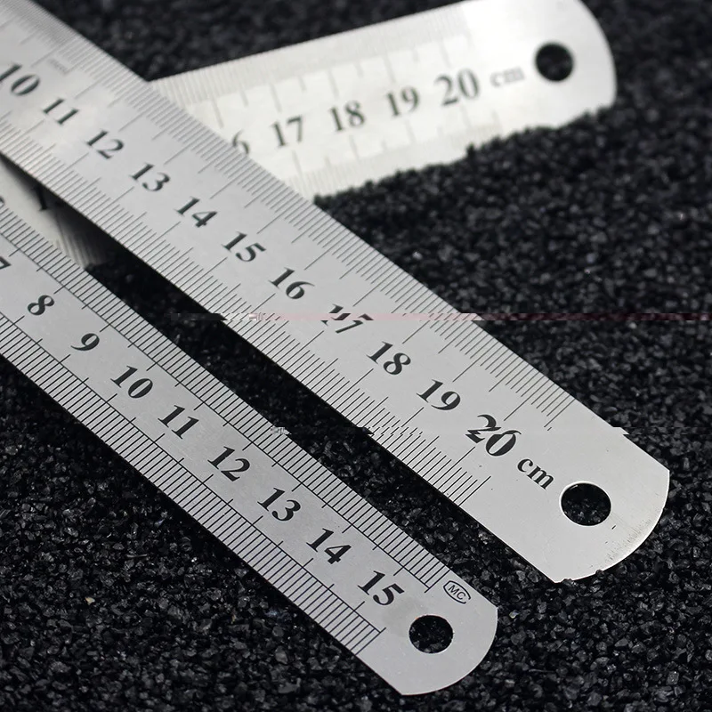 

15cm/20cm/30cm Stainless Steel Metal Straight Ruler for Students Double Sided Measuring Tool School Office Supplies